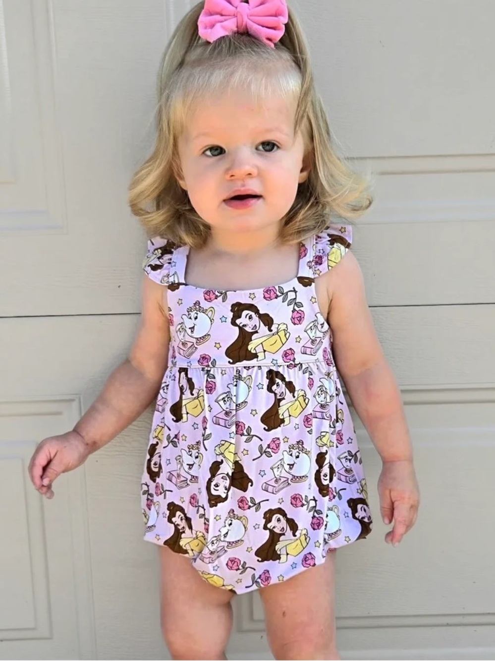 Blush Lotus provincial petals disney belle princess bubble romper size 18-24